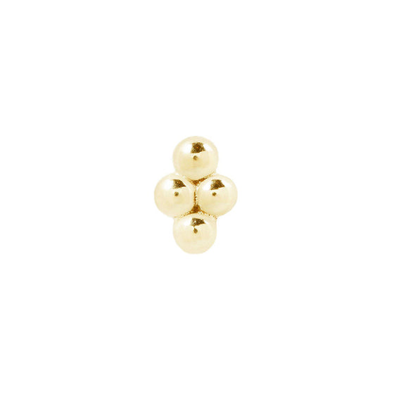Buddha Jewelry Press Fit 4 Bead Cluster Gold Piercing Jewelry > Press Fit Buddha Jewelry Yellow Gold  