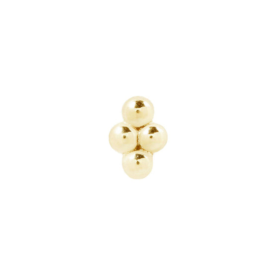 Buddha Jewelry Press Fit 4 Bead Cluster Gold Piercing Jewelry > Press Fit Buddha Jewelry Yellow Gold
