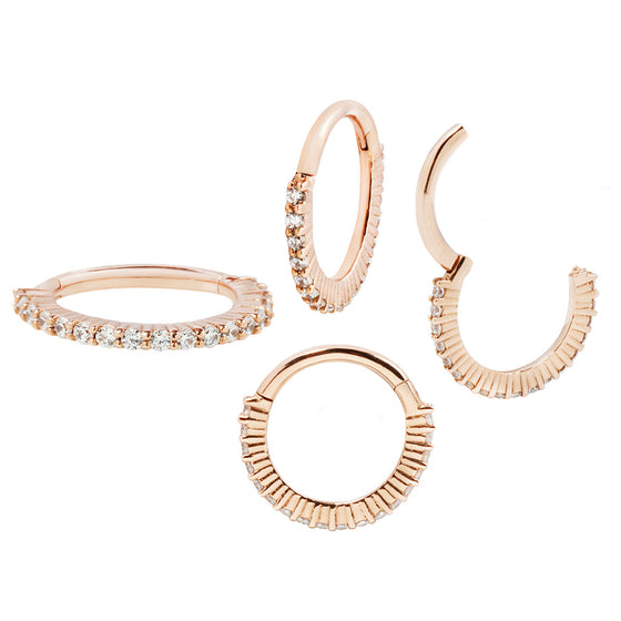 Buddha Jewelry Radiant Clicker CZ Gold Piercing Jewelry > Clicker Buddha Jewelry Rose Gold 16g 7/16"