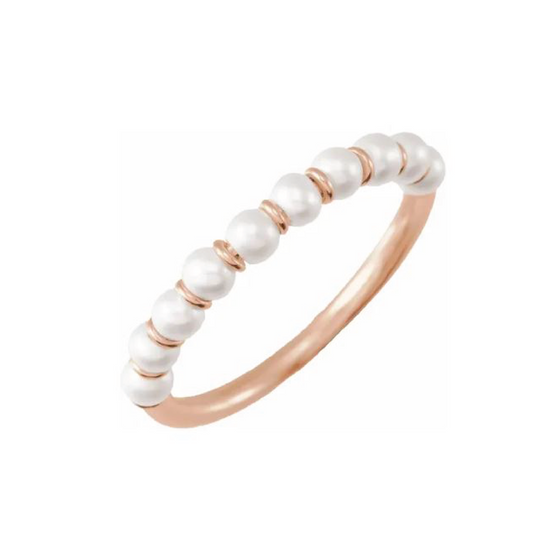 302 Fine Jewelry Freshwater Pearl Finger Ring Gold Finger Rings 302 Fine Jewelry Rose Gold  