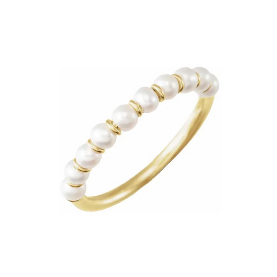 302 Fine Jewelry Freshwater Pearl Finger Ring Gold Finger Rings 302 Fine Jewelry Yellow Gold  