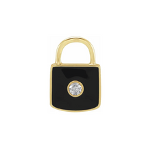  302 Fine Jewelry Mini Enamel Lock Diamond Pendant Gold Pendant 302 Fine Jewelry Black  