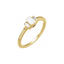  302 Fine Jewelry Enamel with Baguette Diamonds Finger Ring Gold Finger Rings 302 Fine Jewelry   