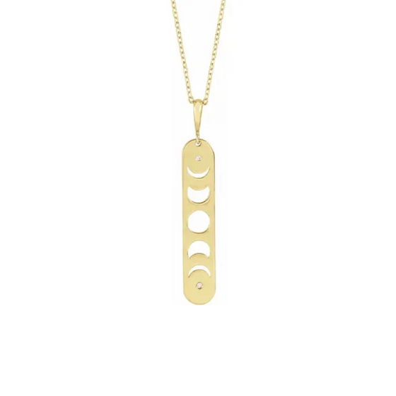 302 Fine Jewelry Moon Phase Diamond Accent Necklace Gold Necklaces 302 Fine Jewelry Yellow Gold  