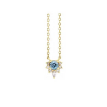  302 Fine Jewelry Round Aquamarine with Diamond Accents Necklace Gold Necklaces 302 Fine Jewelry   