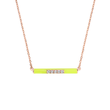  DJULA Neon Yellow Enamel Bar Chain Necklace Diamond Gold Necklaces DJULA   