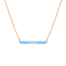  DJULA Blue Enamel Bar Chain Necklace Diamond Gold Necklaces DJULA   
