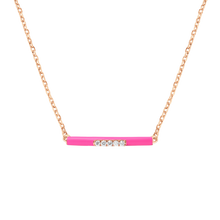  DJULA Hot Pink Enamel Bar Chain Necklace Diamond Gold Necklaces DJULA   