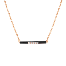  DJULA Black Enamel Bar Chain Necklace Diamond Gold Necklaces DJULA   