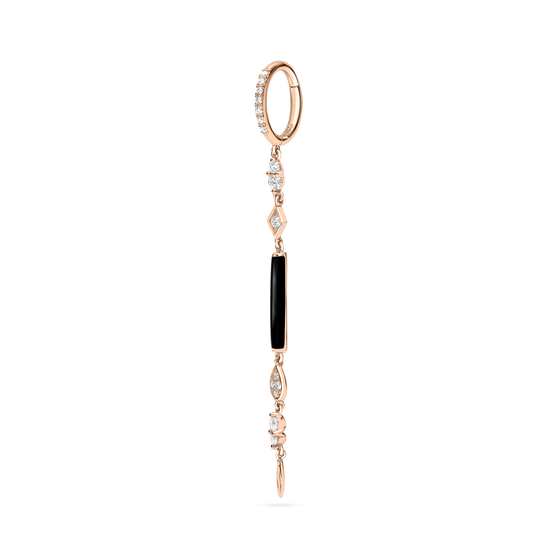 DJULA Black Enamel Long Bar Single Earring Diamond Gold Earrings-Standard DJULA   
