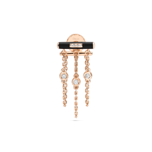  DJULA Black Enamel Bar Chain Single Earring Diamond Gold Earrings-Standard DJULA   