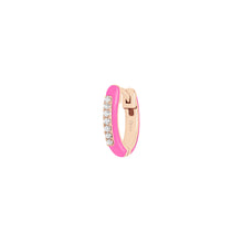  DJULA Hot Pink Enamel Band Single Earring Diamond Gold Earrings-Standard DJULA   