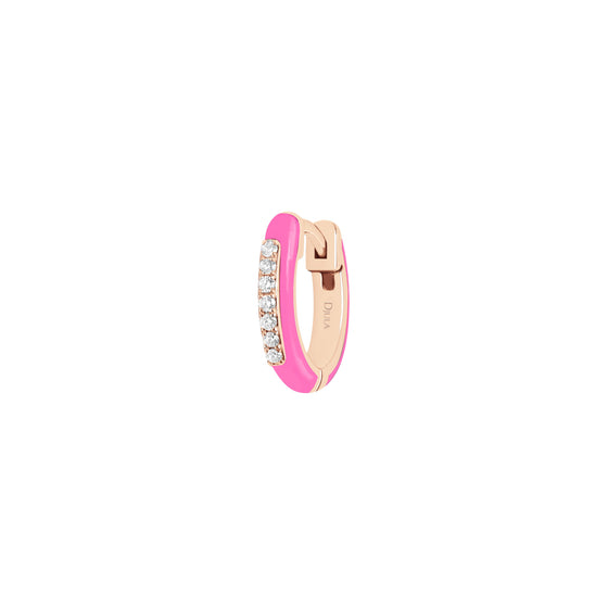 DJULA Hot Pink Enamel Band Single Earring Diamond Gold Earrings-Standard DJULA   