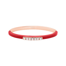  DJULA Red Enamel Band Finger Ring Diamond Gold Finger Rings DJULA   