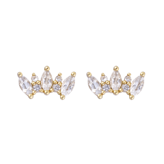 RION x Buddha Jewelry Alice Earrings White Sapphire Gold Earrings-Standard RION x Buddha Jewelry   