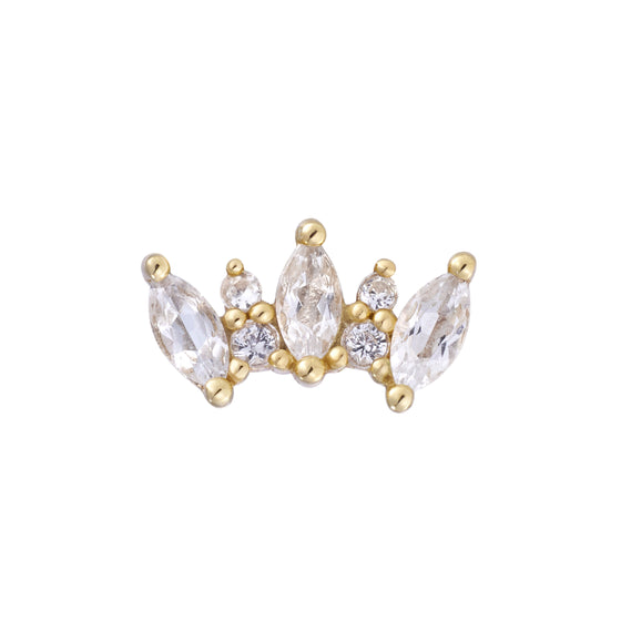 Buddha Jewelry Press Fit Alice White Sapphire Gold Piercing Jewelry > Press Fit Buddha Jewelry Yellow Gold  