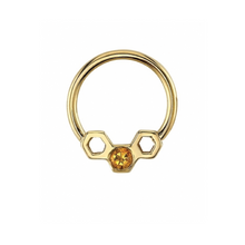  BVLA Honeycomb Fixed Ring Citrine Gold Piercing Jewelry > Fixed Ring Body Vision Los Angeles   