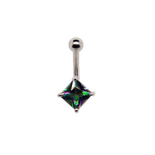  BVLA Navel J-Curve Princess Cut Mystic Topaz and Bead Gold Piercing Jewelry > Navel Body Vision Los Angeles   