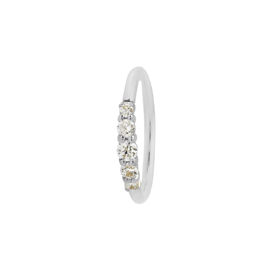 Buddha Jewelry Brigitte Seam Ring Side-Set CZ Gold Piercing Jewelry > Seam Ring Buddha Jewelry White Gold  