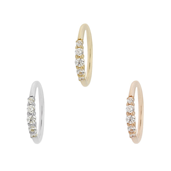 Buddha Jewelry Brigitte Seam Ring Side-Set CZ Gold Piercing Jewelry > Seam Ring Buddha Jewelry   