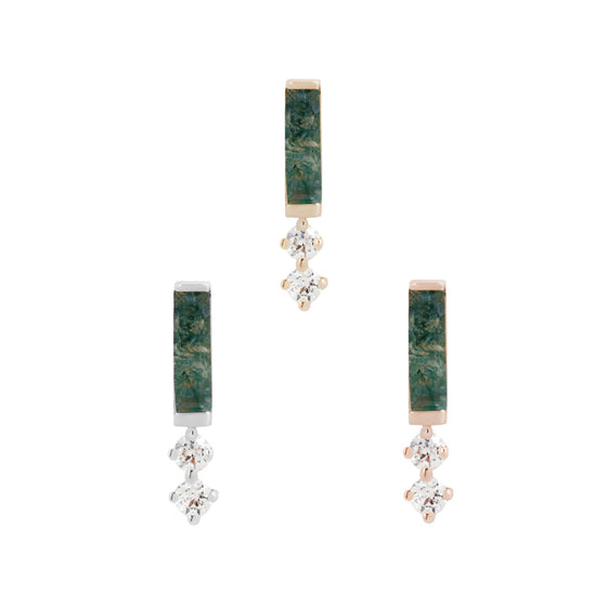 Buddha Jewelry Press Fit Crave Moss Agate Gold Piercing Jewelry > Press Fit Buddha Jewelry
