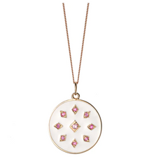  Nora Kogan Crete Pendant White Necklace Pink Sapphire Gold Necklaces Nora Kogan   