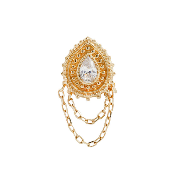 Buddha Jewelry Press Fit Deity CZ Gold Piercing Jewelry > Press Fit Buddha Jewelry Yellow Gold  