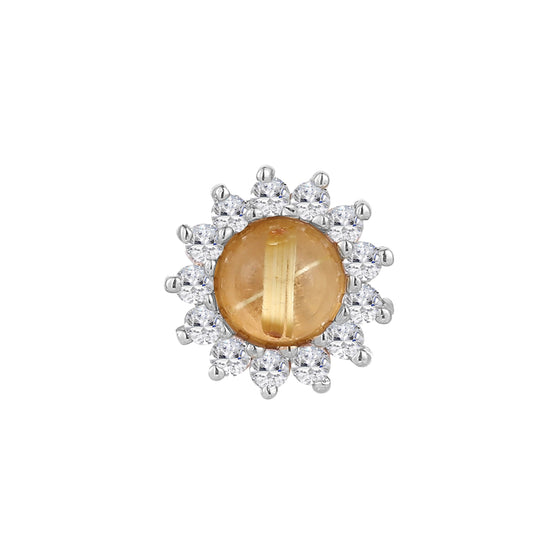 Buddha Jewelry Press Fit Delphine Rutilated Quartz Gold Piercing Jewelry > Press Fit Buddha Jewelry White Gold  