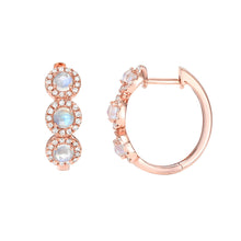 Liven Co. Halo Huggies Rainbow Moonstone with Diamond Earrings Gold Earrings-Standard Liven Co.   