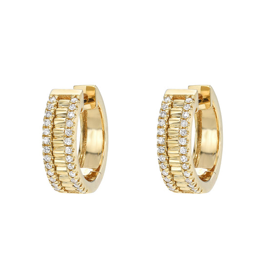 Liven Co. DNA Texture Huggies Diamond Edge Gold Earrings-Standard Liven Co.   