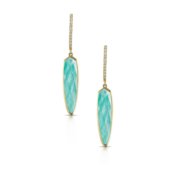Doves by Doron Paloma Quartz with Amazonite and Diamond Earrings Gold Earrings-Standard Doves by Doron Paloma   