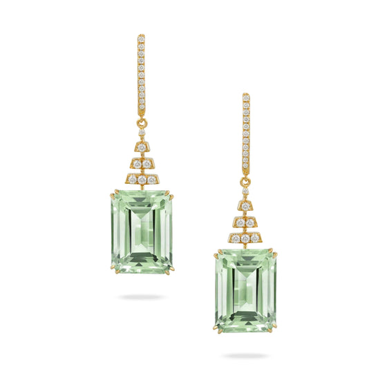 Doves by Doron Paloma Green Amethyst and Diamond Earrings Gold Earrings-Standard Doves by Doron Paloma   