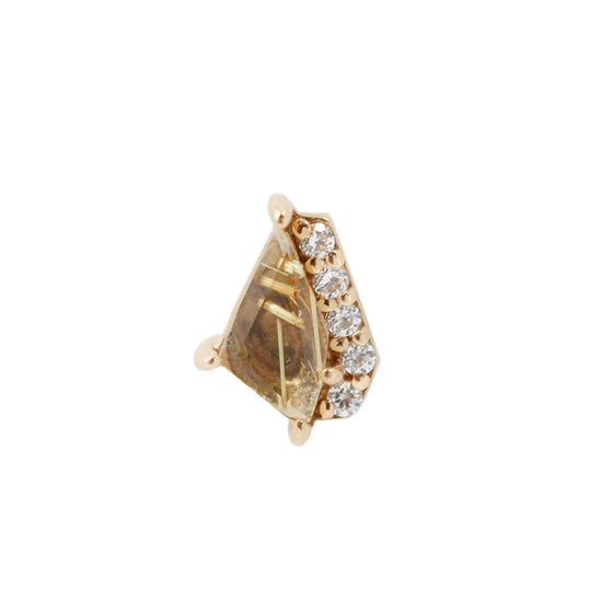 Buddha Jewelry Press Fit Elevate Rutilated Quartz Gold Piercing Jewelry > Press Fit Buddha Jewelry Yellow Gold  