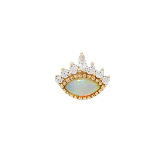 Buddha Jewelry Press Fit Enchant Opal + CZ Gold Piercing Jewelry > Press Fit Buddha Jewelry Yellow Gold  