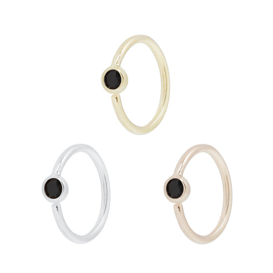 Buddha Jewelry Black Spinel Bezel Fixed Ring Side-Set Gold Piercing Jewelry > Fixed Ring Buddha Jewelry   