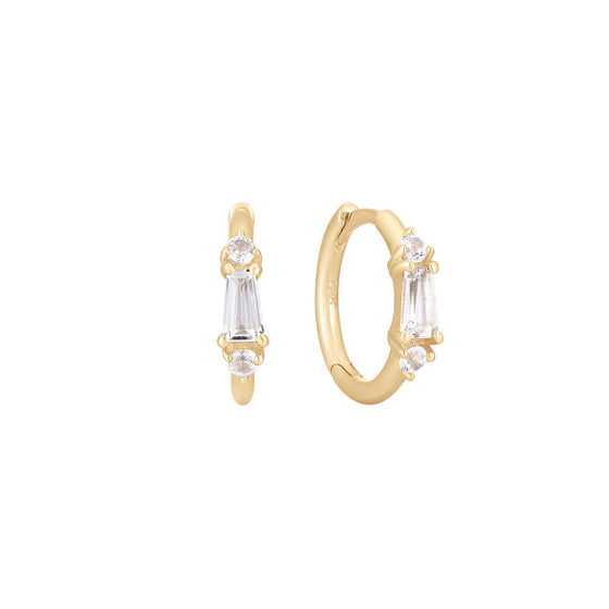 Buddha Jewelry Maeve Huggie White Topaz + Sapphire Gold Piercing Jewelry > Clicker Buddha Jewelry   