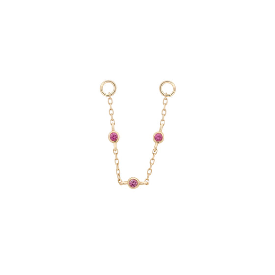 Buddha Jewelry 3 Bezel Pink Sapphire Chain Gold Piercing Jewelry > Chain Buddha Jewelry Yellow Gold  