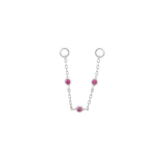Buddha Jewelry 3 Bezel Pink Sapphire Chain Gold Piercing Jewelry > Chain Buddha Jewelry White Gold  