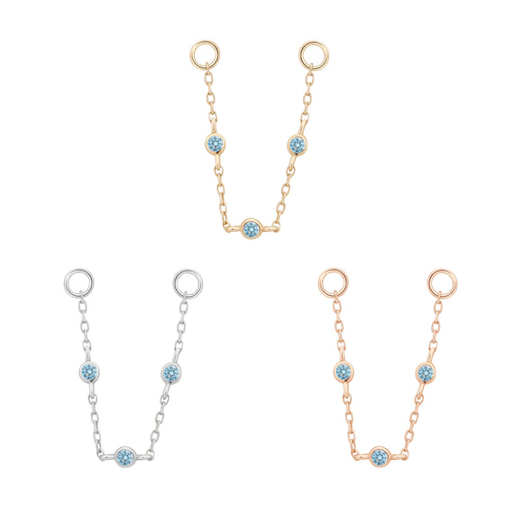 Buddha Jewelry 3 Bezel London Blue Topaz Chain Gold Piercing Jewelry > Chain Buddha Jewelry   