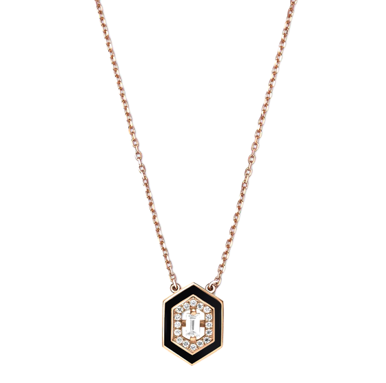 DJULA Black Hexagon Art Deco Necklace Diamond Gold Necklaces DJULA   