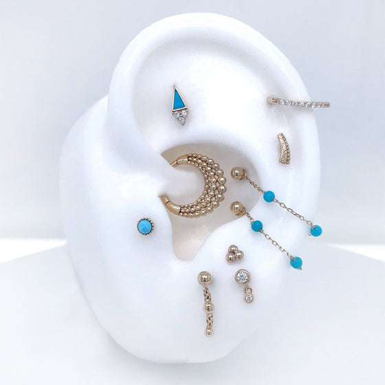Buddha Jewelry 3 Bead Turquoise Chain Gold Piercing Jewelry > Chain Buddha Jewelry   