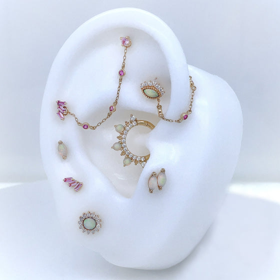 Buddha Jewelry Press Fit Staxx Pink Sapphire Gold Piercing Jewelry > Press Fit Buddha Jewelry   