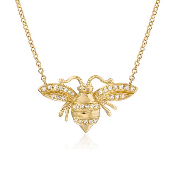 Liven Co. Bee Diamond Necklace Gold Necklaces Liven Co. Large  