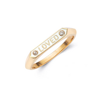  Nora Kogan Loved Signet White Finger Ring Diamond Gold Finger Rings Nora Kogan   