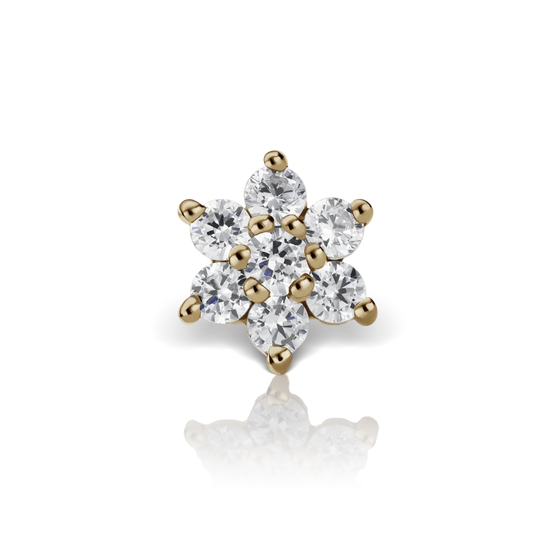 Maria Tash Threaded Flower Diamond w/ Ball Flower Back Gold Piercing Jewelry > Threaded End Maria Tash   