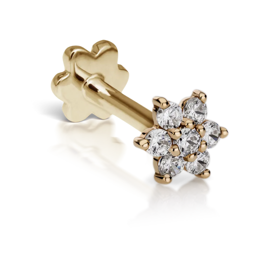 Maria Tash Threaded Flower Diamond w/ Ball Flower Back Gold Piercing Jewelry > Threaded End Maria Tash   