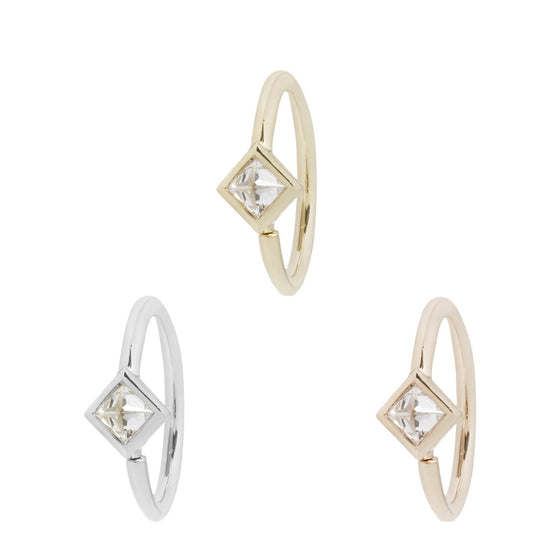 Buddha Jewelry Mae Seam Ring Side-Set CZ Gold Piercing Jewelry > Seam Ring Buddha Jewelry   