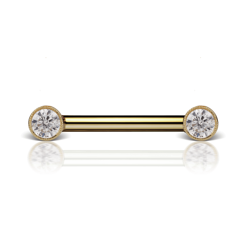  Maria Tash Threaded Straight Barbell Engraved Bezel CZ Gold Piercing Jewelry > Post/Barbell, Threaded Maria Tash   