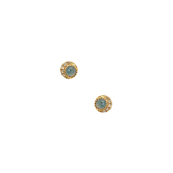 Liven Co. Earrings Mini Moon London Blue Topaz with Diamond Gold Earrings-Standard Liven Co.   