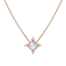  Liven Co. Compass Rainbow Moonstone with Diamond Necklace Gold Necklaces Liven Co.   
